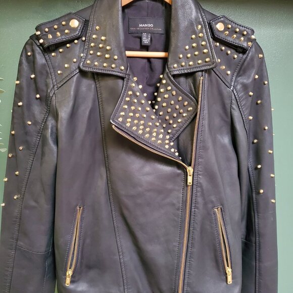 Mango | Studded Leather Moto Jacket - Picture 4 of 5